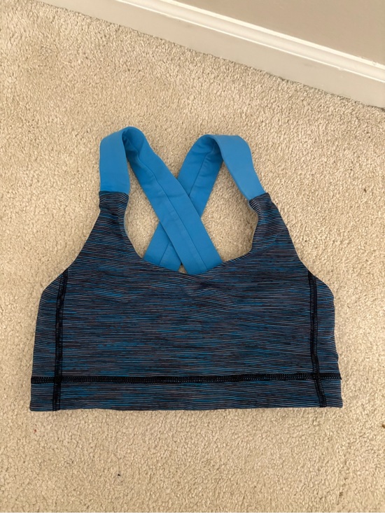 lululemon athletica Tops - Lululemon Blue Striped Cross-Back Sports Bra